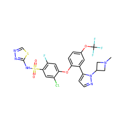 CN1CC(n2nccc2-c2cc(OC(F)(F)F)ccc2Oc2cc(F)c(S(=O)(=O)Nc3nncs3)cc2Cl)C1 ZINC000095583951
