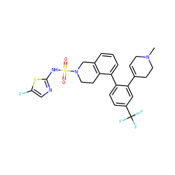 CN1CC=C(c2cc(C(F)(F)F)ccc2-c2cccc3c2CCN(S(=O)(=O)Nc2ncc(F)s2)C3)CC1 ZINC000147506726