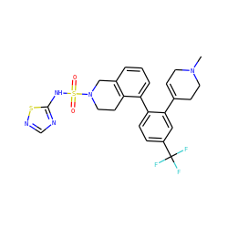 CN1CC=C(c2cc(C(F)(F)F)ccc2-c2cccc3c2CCN(S(=O)(=O)Nc2ncns2)C3)CC1 ZINC000147112795