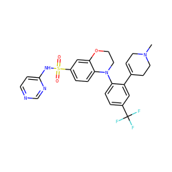 CN1CC=C(c2cc(C(F)(F)F)ccc2N2CCOc3cc(S(=O)(=O)Nc4ccncn4)ccc32)CC1 ZINC000205728820