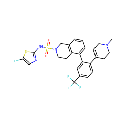 CN1CC=C(c2ccc(C(F)(F)F)cc2-c2cccc3c2CCN(S(=O)(=O)Nc2ncc(F)s2)C3)CC1 ZINC000147420997