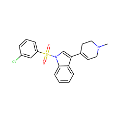 CN1CC=C(c2cn(S(=O)(=O)c3cccc(Cl)c3)c3ccccc23)CC1 ZINC000028130446