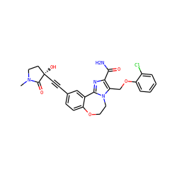 CN1CC[C@@](O)(C#Cc2ccc3c(c2)-c2nc(C(N)=O)c(COc4ccccc4Cl)n2CCO3)C1=O ZINC000215755278