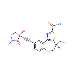 CN1CC[C@@](O)(C#Cc2ccc3c(c2)-c2nc(C(N)=O)sc2[C@@](F)(CF)CO3)C1=O ZINC000219480085