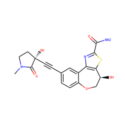 CN1CC[C@@](O)(C#Cc2ccc3c(c2)-c2nc(C(N)=O)sc2[C@@H](O)CO3)C1=O ZINC000219466154