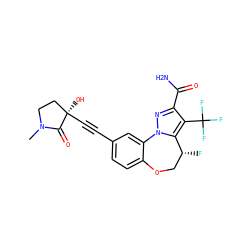 CN1CC[C@@](O)(C#Cc2ccc3c(c2)-n2nc(C(N)=O)c(C(F)(F)F)c2[C@H](F)CO3)C1=O ZINC000219464925