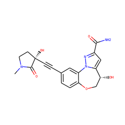 CN1CC[C@@](O)(C#Cc2ccc3c(c2)-n2nc(C(N)=O)cc2[C@H](O)CO3)C1=O ZINC000219445614
