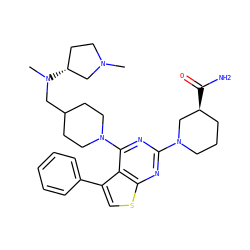 CN1CC[C@@H](N(C)CC2CCN(c3nc(N4CCC[C@H](C(N)=O)C4)nc4scc(-c5ccccc5)c34)CC2)C1 ZINC000146451582