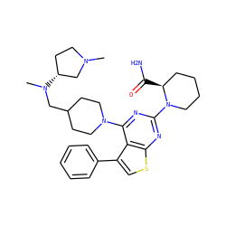 CN1CC[C@@H](N(C)CC2CCN(c3nc(N4CCCC[C@@H]4C(N)=O)nc4scc(-c5ccccc5)c34)CC2)C1 ZINC000146455809