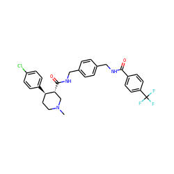 CN1CC[C@@H](c2ccc(Cl)cc2)[C@H](C(=O)NCc2ccc(CNC(=O)c3ccc(C(F)(F)F)cc3)cc2)C1 ZINC000026642877