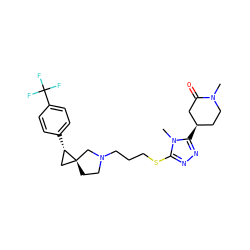 CN1CC[C@@H](c2nnc(SCCCN3CC[C@]4(C[C@@H]4c4ccc(C(F)(F)F)cc4)C3)n2C)CC1=O ZINC001772619073