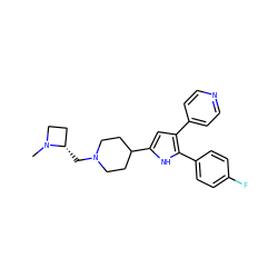 CN1CC[C@@H]1CN1CCC(c2cc(-c3ccncc3)c(-c3ccc(F)cc3)[nH]2)CC1 ZINC000028470327