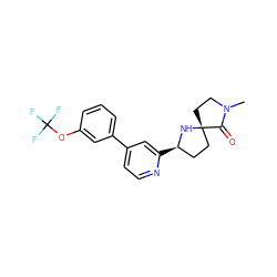 CN1CC[C@]2(CC[C@@H](c3cc(-c4cccc(OC(F)(F)F)c4)ccn3)N2)C1=O ZINC000143827355