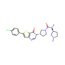 CN1CC[C@H](N(C)C(=O)N2CC[C@H](n3cnc4cc(-c5ccc(Cl)cc5)sc4c3=O)C2)C1 ZINC000028818475
