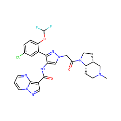 CN1CC[C@H]2[C@H](CCN2C(=O)Cn2cc(NC(=O)c3cnn4cccnc34)c(-c3cc(Cl)ccc3OC(F)F)n2)C1 ZINC001772628430