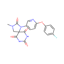 CN1CC2(C(=O)NC(=O)NC2=O)N(c2ccc(Oc3ccc(F)cc3)nc2)C1=O ZINC000028960327