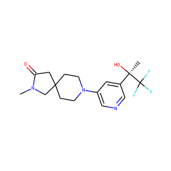 CN1CC2(CCN(c3cncc([C@@](C)(O)C(F)(F)F)c3)CC2)CC1=O ZINC001772616538