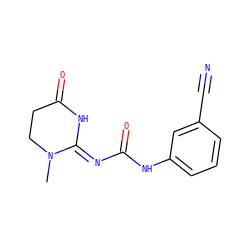 CN1CCC(=O)N/C1=N\C(=O)Nc1cccc(C#N)c1 ZINC000084603024