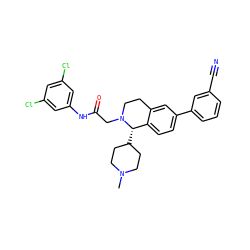 CN1CCC([C@H]2c3ccc(-c4cccc(C#N)c4)cc3CCN2CC(=O)Nc2cc(Cl)cc(Cl)c2)CC1 ZINC000003987151