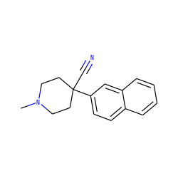 CN1CCC(C#N)(c2ccc3ccccc3c2)CC1 ZINC000013610041