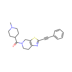 CN1CCC(C(=O)N2CCc3nc(C#Cc4ccccc4)sc3C2)CC1 ZINC000096273015