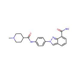 CN1CCC(C(=O)Nc2ccc(-n3cc4cccc(C(N)=O)c4n3)cc2)CC1 ZINC000045347414