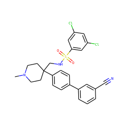 CN1CCC(CNS(=O)(=O)c2cc(Cl)cc(Cl)c2)(c2ccc(-c3cccc(C#N)c3)cc2)CC1 ZINC000028117493