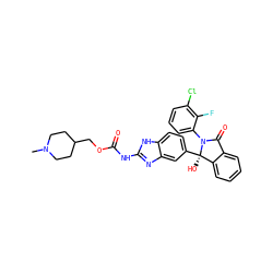 CN1CCC(COC(=O)Nc2nc3cc([C@]4(O)c5ccccc5C(=O)N4c4cccc(Cl)c4F)ccc3[nH]2)CC1 ZINC000117130988