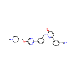 CN1CCC(COc2cnc(-c3cccc(Cn4nc(-c5cccc(C#N)c5)ccc4=O)c3)nc2)CC1 ZINC000043202335