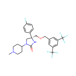 CN1CCC(N2C[C@@](COCc3cc(C(F)(F)F)cc(C(F)(F)F)c3)(c3ccc(F)cc3)NC2=O)CC1 ZINC000028570629