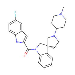 CN1CCC(N2CC[C@]3(CN(C(=O)c4cc5cc(F)ccc5[nH]4)c4ccccc43)C2)CC1 ZINC000082159195