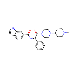 CN1CCC(N2CCN(C(=O)[C@H](NC(=O)c3ccc4cc[nH]c4c3)c3ccccc3)CC2)CC1 ZINC000036410989