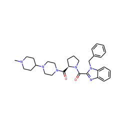 CN1CCC(N2CCN(C(=O)[C@H]3CCCN3C(=O)c3nc4ccccc4n3Cc3ccccc3)CC2)CC1 ZINC000040938300