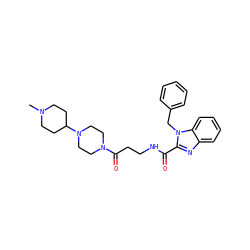 CN1CCC(N2CCN(C(=O)CCNC(=O)c3nc4ccccc4n3Cc3ccccc3)CC2)CC1 ZINC000040422684