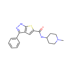 CN1CCC(NC(=O)c2cc3c(-c4ccccc4)n[nH]c3s2)CC1 ZINC000063298456