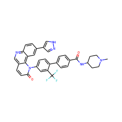 CN1CCC(NC(=O)c2ccc(-c3ccc(-n4c(=O)ccc5cnc6ccc(-c7cn[nH]c7)cc6c54)cc3C(F)(F)F)cc2)CC1 ZINC000072175746