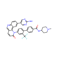 CN1CCC(NC(=O)c2ccc(-c3ccc(-n4c(=O)ccc5cnc6ccc(-c7cnc(N)nc7)cc6c54)cc3C(F)(F)F)cc2)CC1 ZINC000072176205