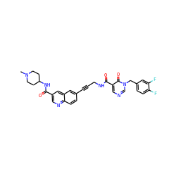 CN1CCC(NC(=O)c2cnc3ccc(C#CCNC(=O)c4cncn(Cc5ccc(F)c(F)c5)c4=O)cc3c2)CC1 ZINC000096176329