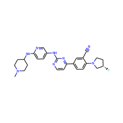 CN1CCC(Nc2ccc(Nc3nccc(-c4ccc(N5CC[C@H](F)C5)c(C#N)c4)n3)cn2)CC1 ZINC000219392902