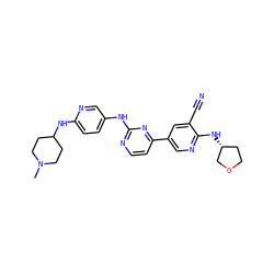 CN1CCC(Nc2ccc(Nc3nccc(-c4cnc(N[C@@H]5CCOC5)c(C#N)c4)n3)cn2)CC1 ZINC000223221156