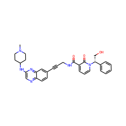 CN1CCC(Nc2cnc3ccc(C#CCNC(=O)c4cccn([C@H](CO)c5ccccc5)c4=O)cc3n2)CC1 ZINC000096176145