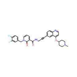 CN1CCC(Oc2ccnc3ccc(C#CCNC(=O)c4cccn(Cc5ccc(F)c(F)c5)c4=O)cc23)CC1 ZINC000096176218
