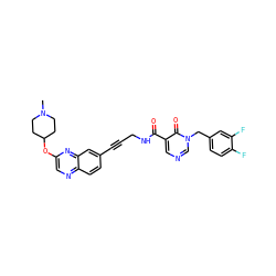 CN1CCC(Oc2cnc3ccc(C#CCNC(=O)c4cncn(Cc5ccc(F)c(F)c5)c4=O)cc3n2)CC1 ZINC000096176150