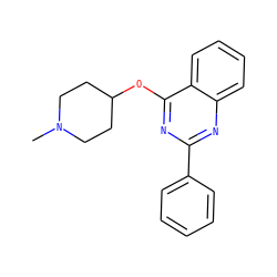 CN1CCC(Oc2nc(-c3ccccc3)nc3ccccc23)CC1 ZINC000013445627