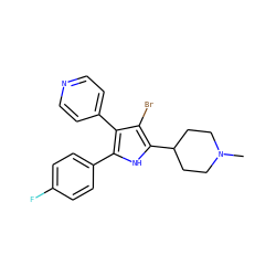 CN1CCC(c2[nH]c(-c3ccc(F)cc3)c(-c3ccncc3)c2Br)CC1 ZINC000028477239