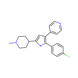 CN1CCC(c2cc(-c3ccncc3)c(-c3ccc(Cl)cc3)[nH]2)CC1 ZINC000028469611