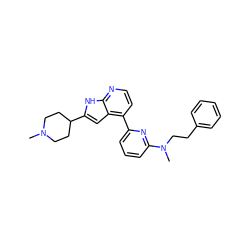 CN1CCC(c2cc3c(-c4cccc(N(C)CCc5ccccc5)n4)ccnc3[nH]2)CC1 ZINC000220250112