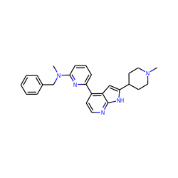 CN1CCC(c2cc3c(-c4cccc(N(C)Cc5ccccc5)n4)ccnc3[nH]2)CC1 ZINC000220206358