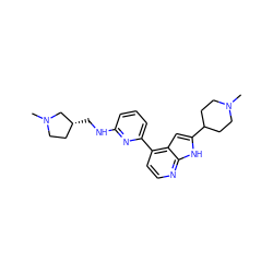 CN1CCC(c2cc3c(-c4cccc(NC[C@@H]5CCN(C)C5)n4)ccnc3[nH]2)CC1 ZINC000226089679