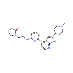 CN1CCC(c2cc3c(-c4cccc(NCCN5CCCC5=O)n4)ccnc3[nH]2)CC1 ZINC000226036543